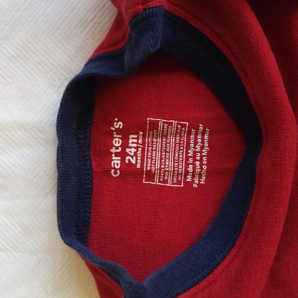 carter's firetruck snug fit cotton long sleeve pajama top 24 months baby boy - Picture 4 of 6